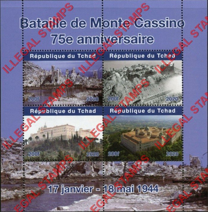 Chad 2020 Battle of Monte Cassino Illegal Stamps in Souvenir Sheet of 4