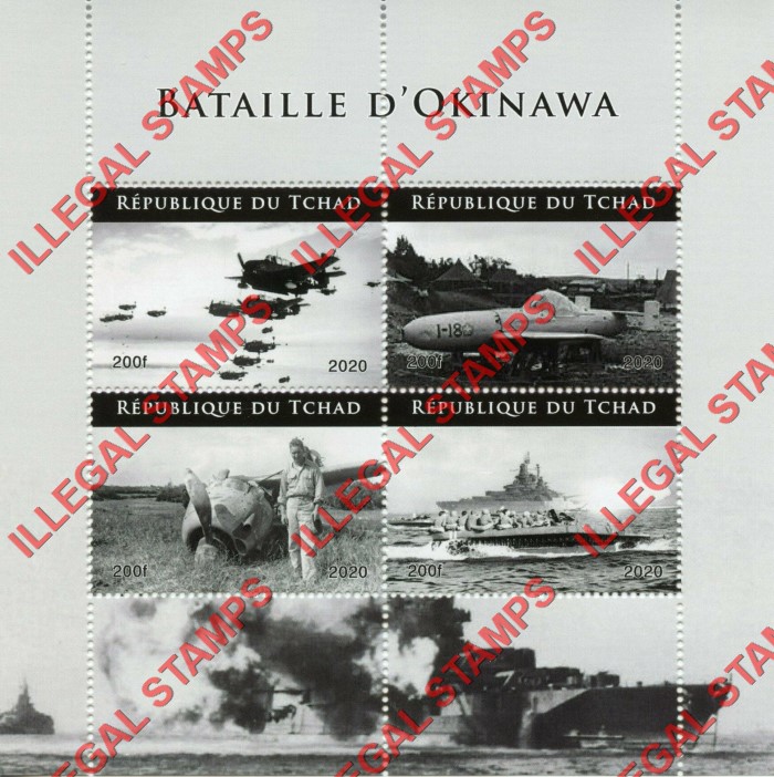 Chad 2020 Battle of Okinawa Illegal Stamps in Souvenir Sheet of 4