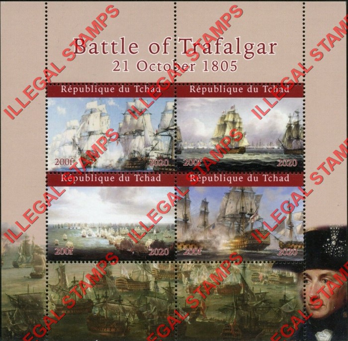 Chad 2020 Battle of Trafalgar Illegal Stamps in Souvenir Sheet of 4
