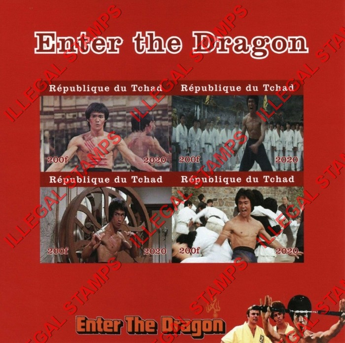 Chad 2020 Bruce Lee Enter the Dragon Illegal Stamps in Souvenir Sheet of 4