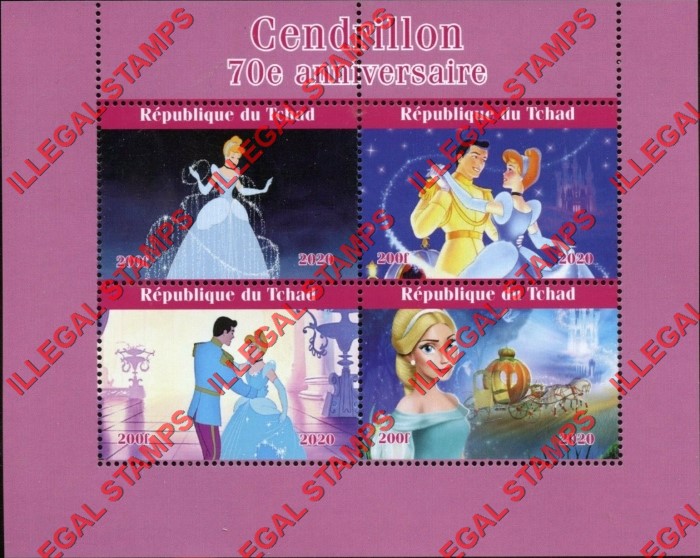 Chad 2020 Cinderella Illegal Stamps in Souvenir Sheet of 4