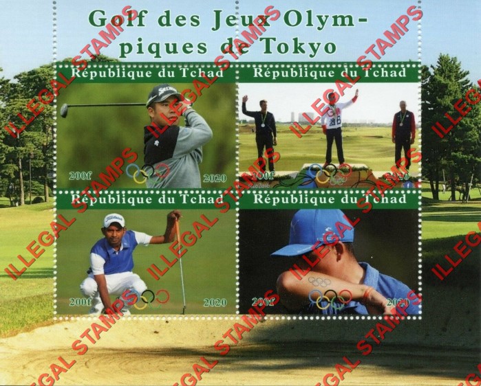 Chad 2020 Golf at the Summer Olympics in Tokyo Illegal Stamps in Souvenir Sheet of 4