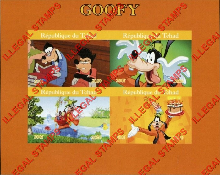 Chad 2020 Goofy Illegal Stamps in Souvenir Sheet of 4