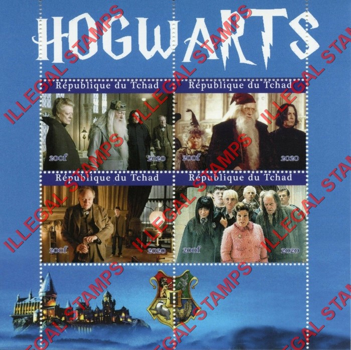 Chad 2020 Hogwarts Harry Potter Illegal Stamps in Souvenir Sheet of 4