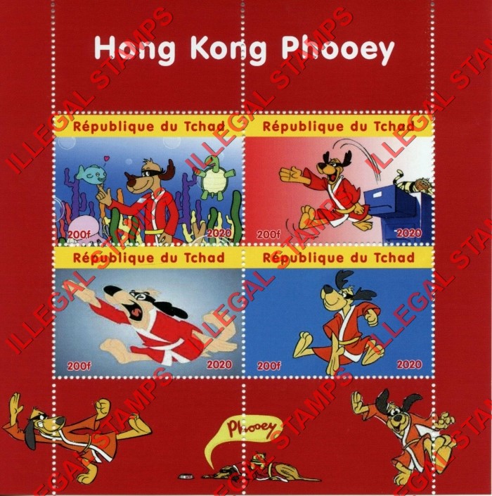 Chad 2020 Hong Kong Phooey Illegal Stamps in Souvenir Sheet of 4