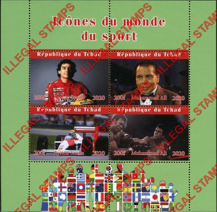Chad 2020 Icons of Sport Illegal Stamps in Souvenir Sheet of 4 (Sheet 2)