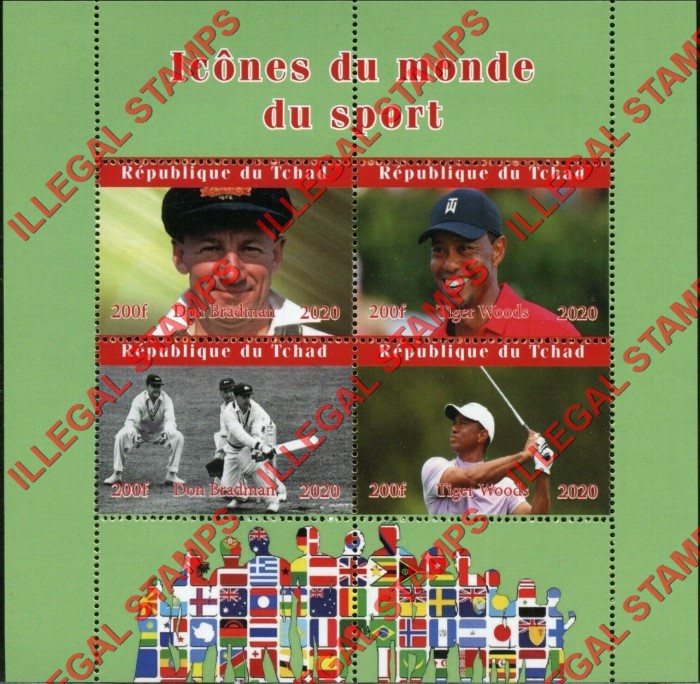 Chad 2020 Icons of Sport Illegal Stamps in Souvenir Sheet of 4 (Sheet 3)