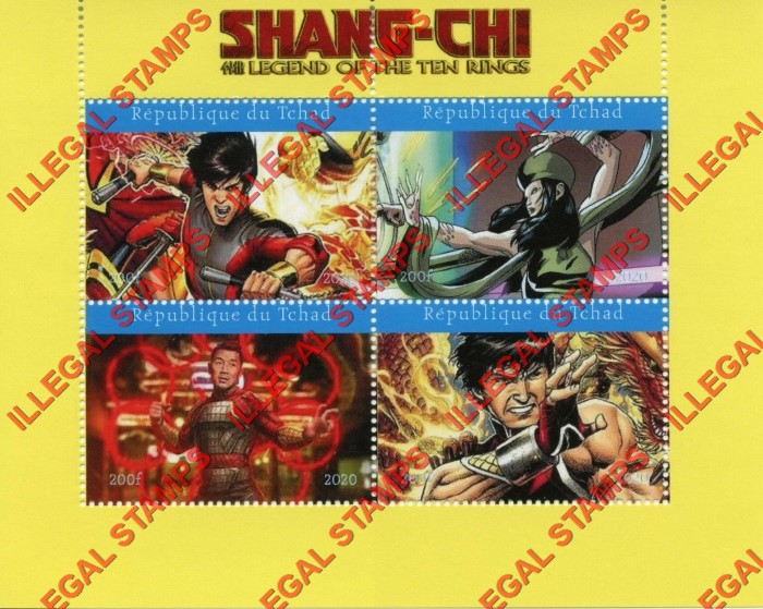 Chad 2020 Shang-Chi Illegal Stamps in Souvenir Sheet of 4