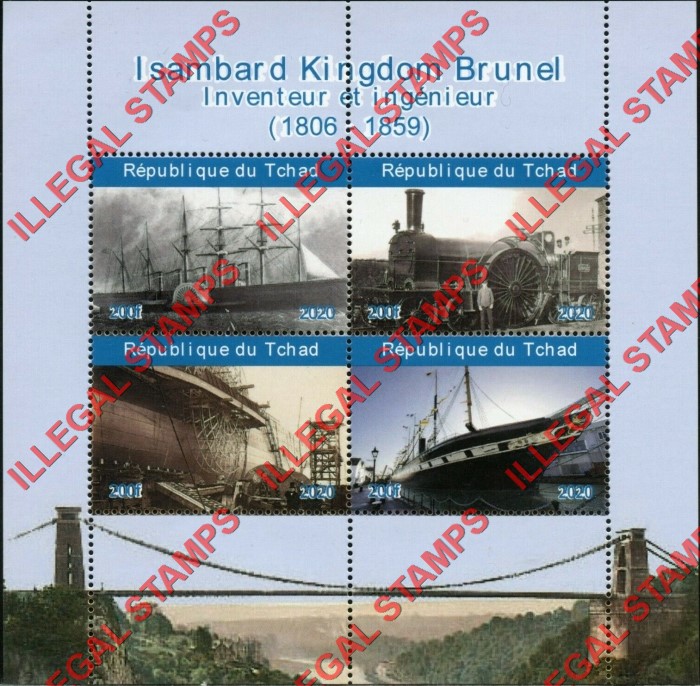 Chad 2020 Ships Sir Isambard Kingdom Brunel Illegal Stamps in Souvenir Sheet of 4