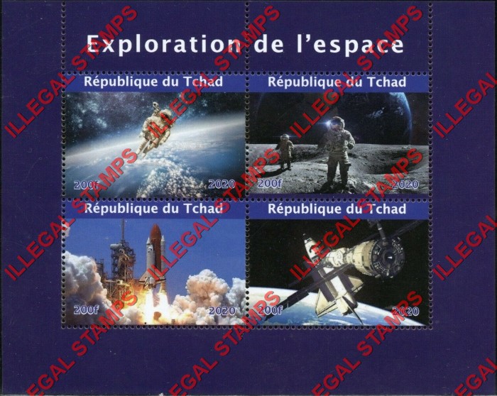 Chad 2020 Space Exploration Illegal Stamps in Souvenir Sheet of 4