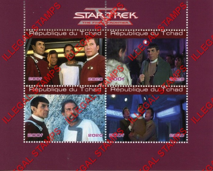 Chad 2020 Star Trek Final Frontier Illegal Stamps in Souvenir Sheet of 4