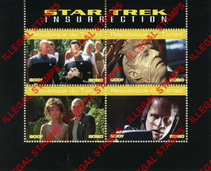 Chad 2020 Star Trek Insurrection Illegal Stamps in Souvenir Sheet of 4