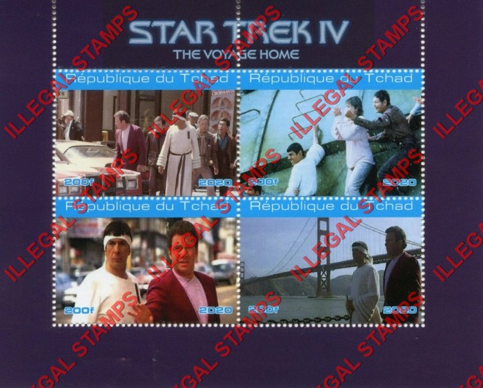 Chad 2020 Star Trek Voyage Home Illegal Stamps in Souvenir Sheet of 4