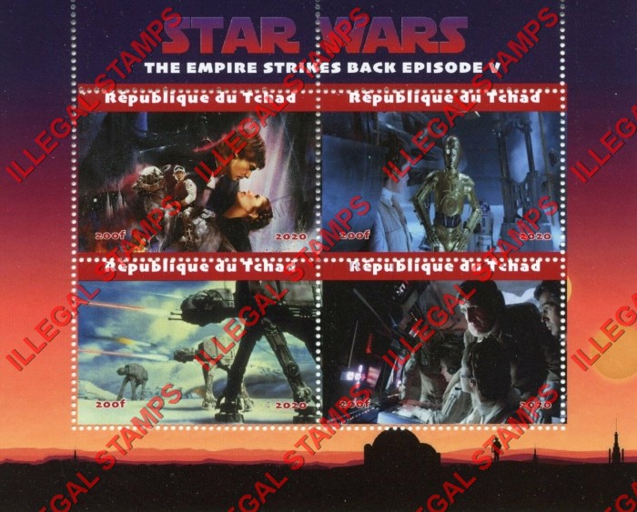 Chad 2020 Star Wars The Empire Strikes Back Illegal Stamps in Souvenir Sheet of 4