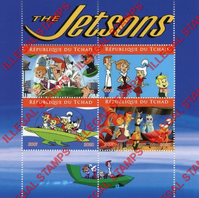 Chad 2020 The Jetsons Illegal Stamps in Souvenir Sheet of 4