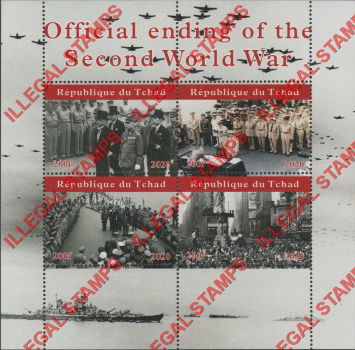 Chad 2020 World War II Official Ending Illegal Stamps in Souvenir Sheet of 4