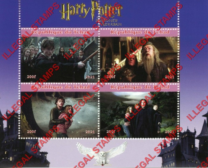 Chad 2021 Harry Potter and the Prisoner of Azkaban Illegal Stamps in Souvenir Sheet of 4