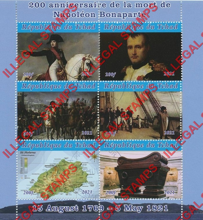 Chad 2021 Napoleon Bonaparte Illegal Stamps in Souvenir Sheet of 4