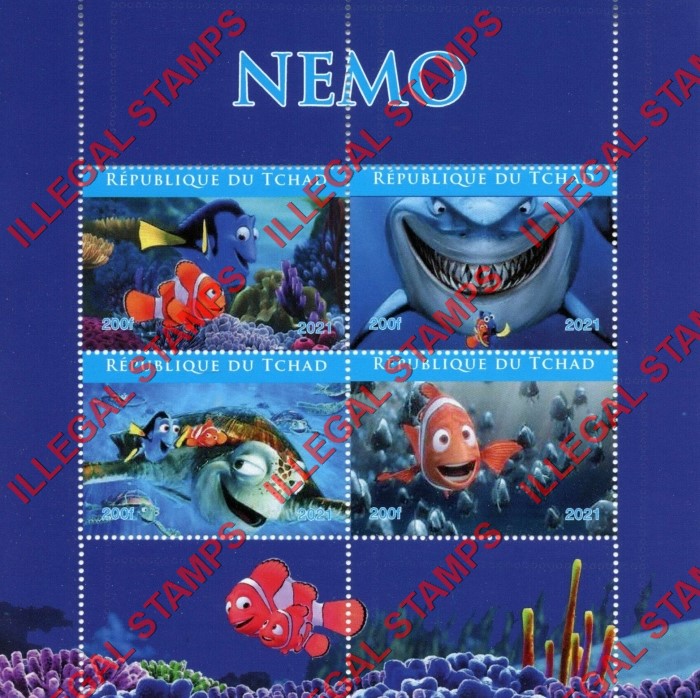Chad 2021 Nemo Illegal Stamps in Souvenir Sheet of 4