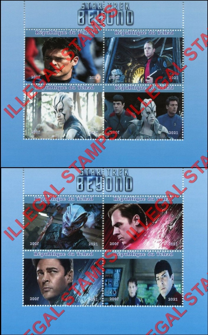 Chad 2021 Star Trek Beyond Illegal Stamps in Souvenir Sheets of 4