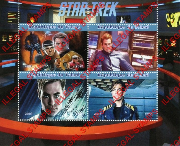 Chad 2021 Star Trek Illegal Stamps in Souvenir Sheet of 4