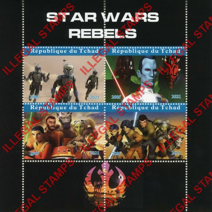 Chad 2021 Star Wars Rebels Illegal Stamps in Souvenir Sheet of 4