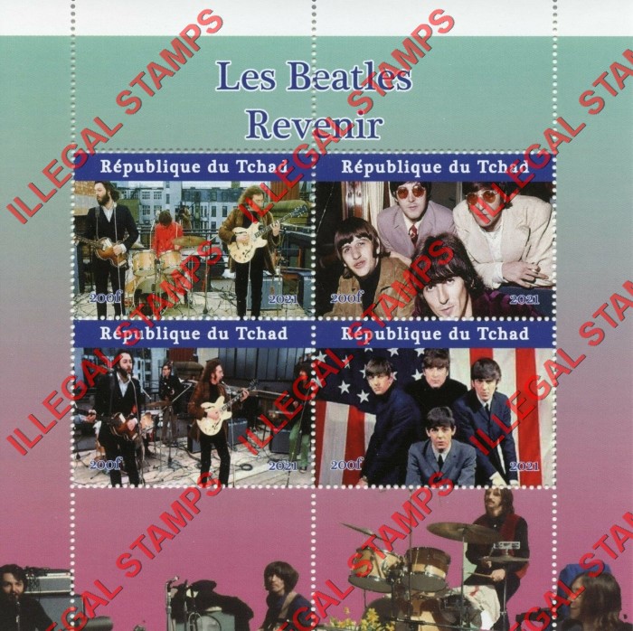Chad 2021 The Beatles Illegal Stamps in Souvenir Sheet of 4