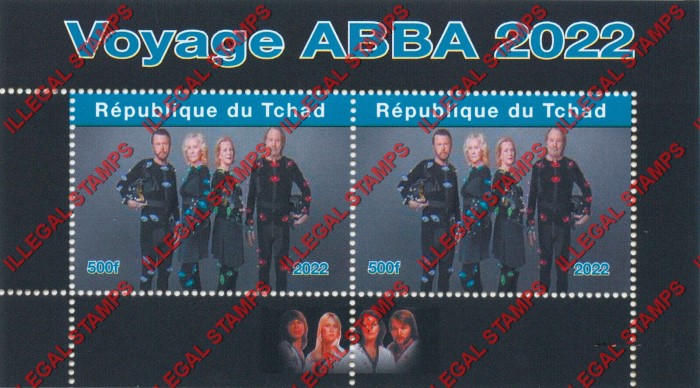 Chad 2022 ABBA Voyage Concert Illegal Stamps in Souvenir Sheet of 2 (Sheet 2)