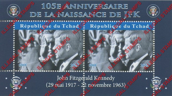 Chad 2022 John F. Kennedy Illegal Stamps in Souvenir Sheet of 2 (Sheet 1)