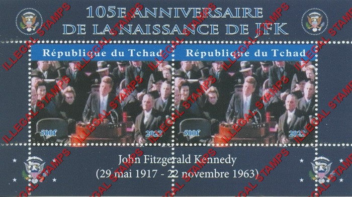 Chad 2022 John F. Kennedy Illegal Stamps in Souvenir Sheet of 2 (Sheet 3)