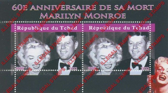 Chad 2022 Marilyn Monroe Illegal Stamps in Souvenir Sheet of 2