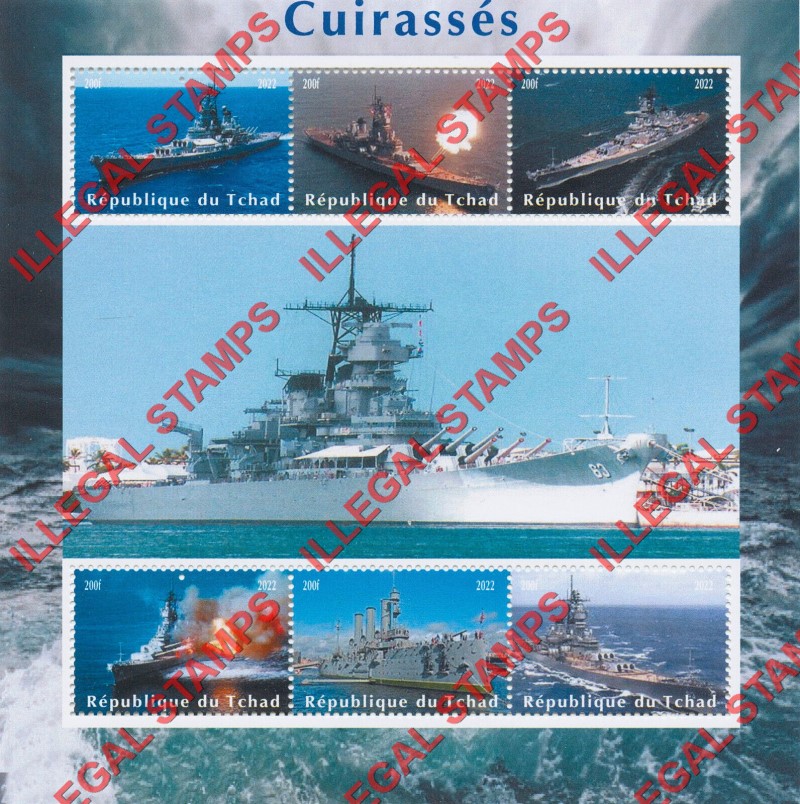 Chad 2022 Ships Battleships Illegal Stamps in Souvenir Sheet of 6