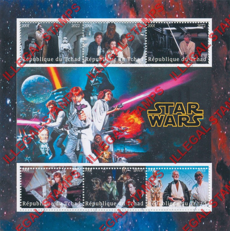 Chad 2022 Star Wars Illegal Stamps in Souvenir Sheet of 6