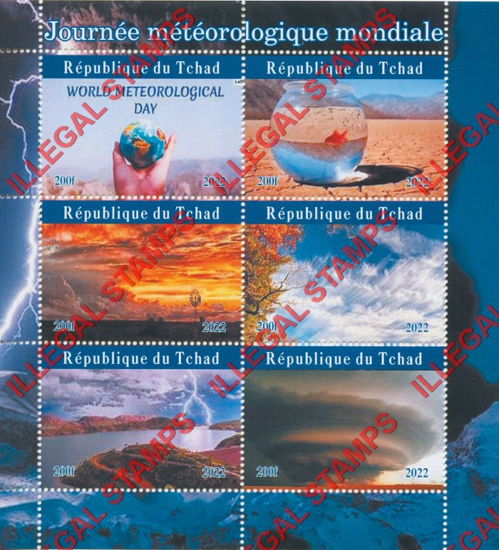 Chad 2022 World Meteorological Day Illegal Stamps in Souvenir Sheet of 6