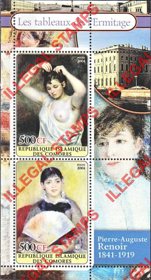 Comoro Islands 2004 Ermitage Paintings Counterfeit Illegal Stamp Souvenir Sheet of 2 (Sheet 5)