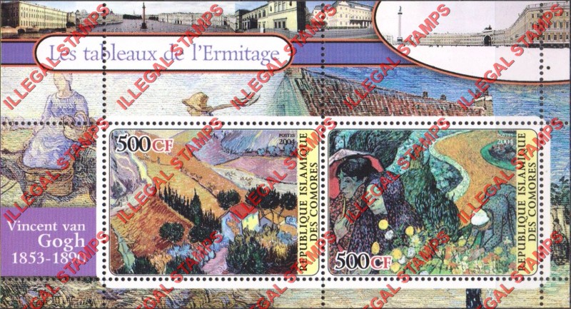 Comoro Islands 2004 Ermitage Paintings Counterfeit Illegal Stamp Souvenir Sheet of 2 (Sheet 6)