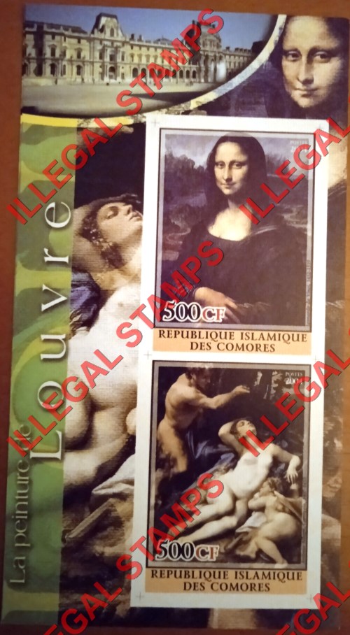 Comoro Islands 2004 Louvre Paintings Counterfeit Illegal Stamp Souvenir Sheet of 2 (Sheet 1)