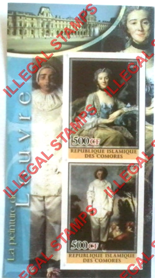 Comoro Islands 2004 Louvre Paintings Counterfeit Illegal Stamp Souvenir Sheet of 2 (Sheet 5)