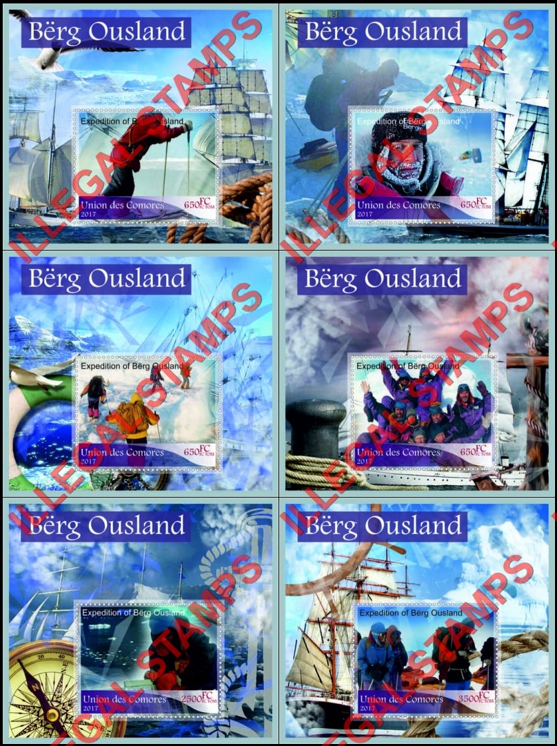 Comoro Islands 2017 Borge Ousland Polar Expedition Counterfeit Illegal Stamp Souvenir Sheets of 1