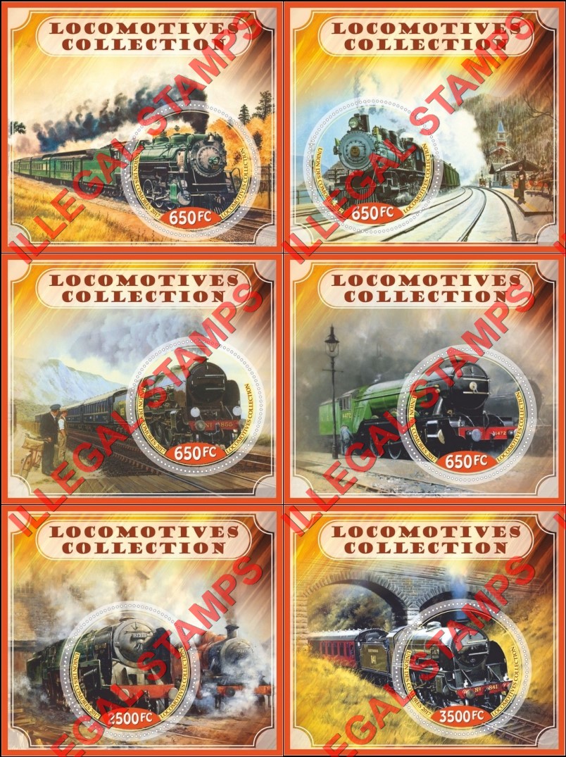 Comoro Islands 2017 Locomotives Collection Counterfeit Illegal Stamp Souvenir Sheets of 1