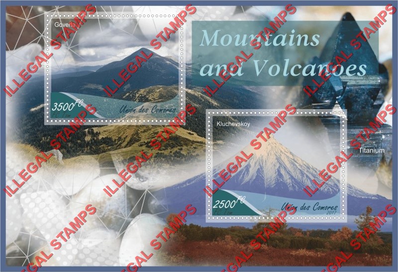 Comoro Islands 2017 Mountains and Volcanoes Counterfeit Illegal Stamp Souvenir Sheet of 2