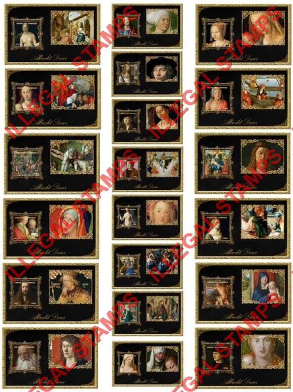 Comoro Islands 2017 Paintings by Albrecht Durer Counterfeit Illegal Stamp Souvenir Sheets of 1