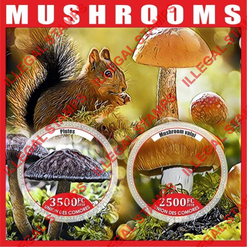 Comoro Islands 2018 Mushrooms (different a) Counterfeit Illegal Stamp Souvenir Sheet of 2