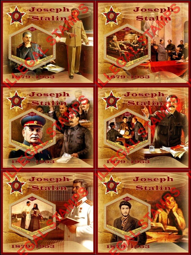 Comoro Islands 2019 Joseph Stalin (different a) Counterfeit Illegal Stamp Souvenir Sheets of 1