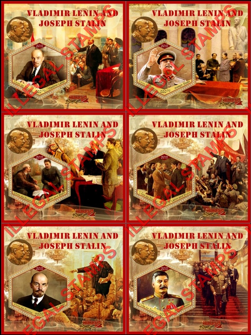 Comoro Islands 2019 Lenin and Stalin Counterfeit Illegal Stamp Souvenir Sheets of 1
