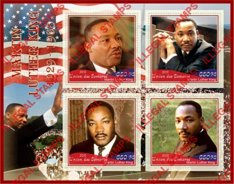 Comoro Islands 2019 Martin Luther King Jr. (different a) Counterfeit Illegal Stamp Souvenir Sheet of 4
