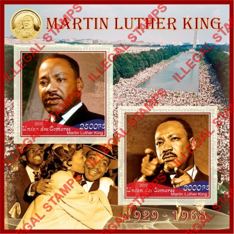 Comoro Islands 2019 Martin Luther King Jr. (different a) Counterfeit Illegal Stamp Souvenir Sheet of 2