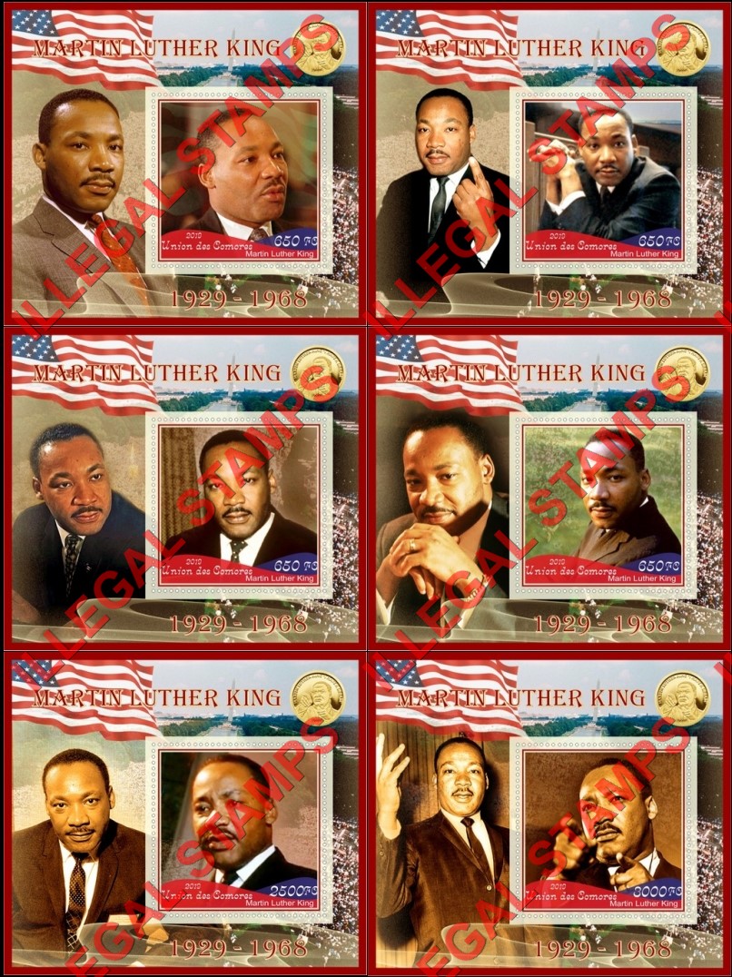 Comoro Islands 2019 Martin Luther King Jr. (different a) Counterfeit Illegal Stamp Souvenir Sheets of 1