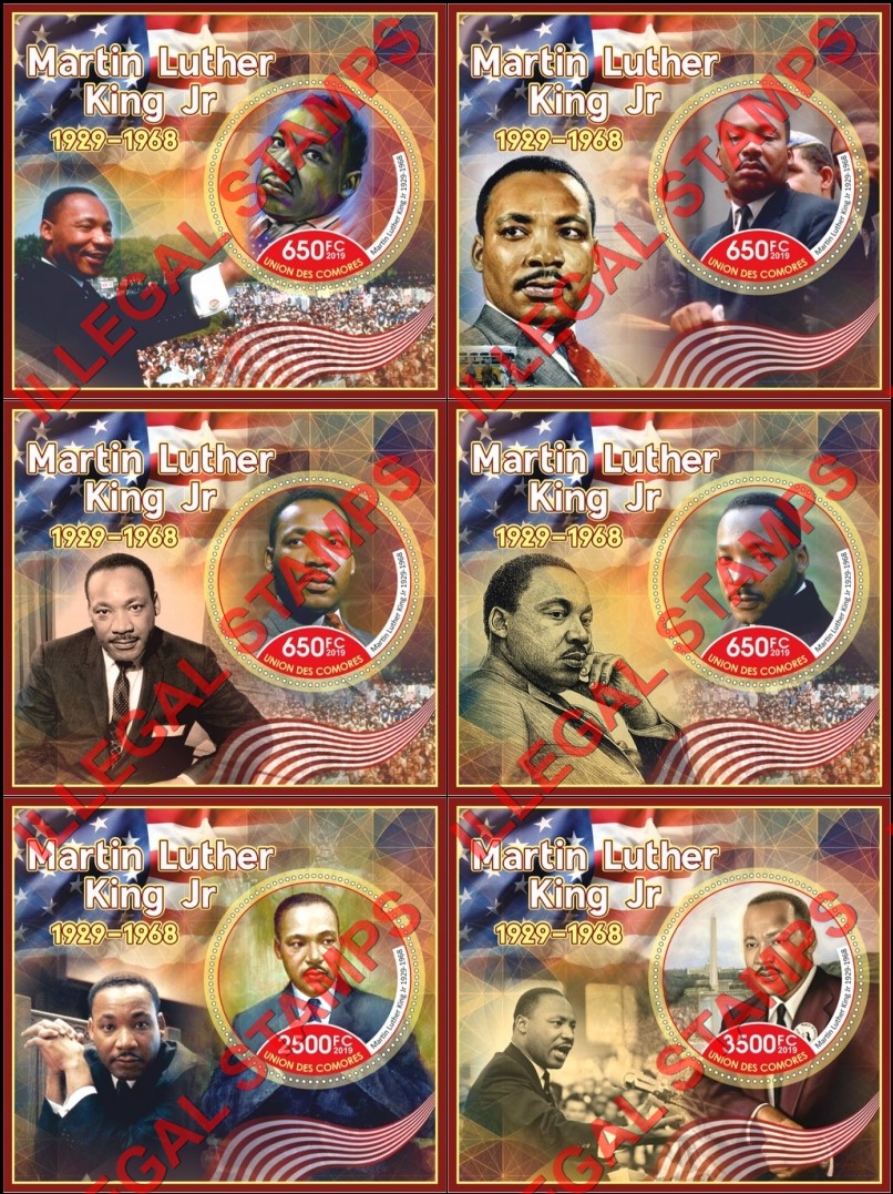Comoro Islands 2019 Martin Luther King Jr. Counterfeit Illegal Stamp Souvenir Sheets of 1
