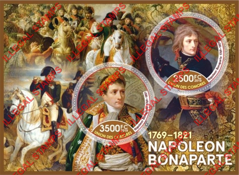 Comoro Islands 2019 Napoleon Bonaparte Counterfeit Illegal Stamp Souvenir Sheet of 2